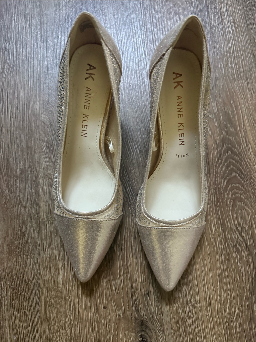 Anne Klein Metallic Gold Pointed Toe Flats